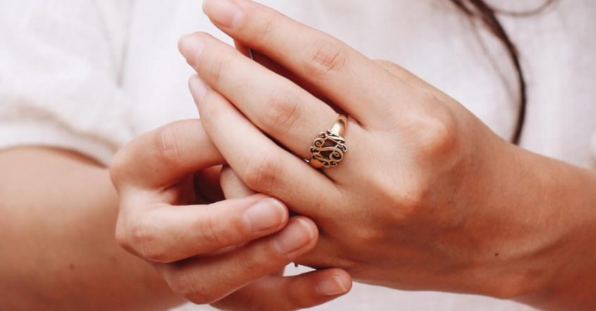 Gold Plated Monogram Signet Ring